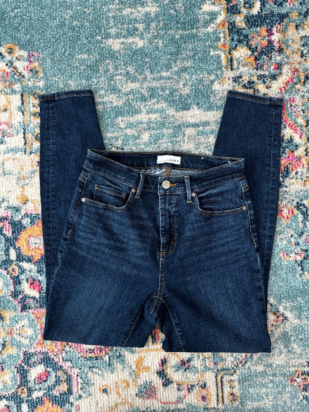 LOFT Curvy High Waist Skinny Jeans Size 27/4 Dark Wash Blue Denim